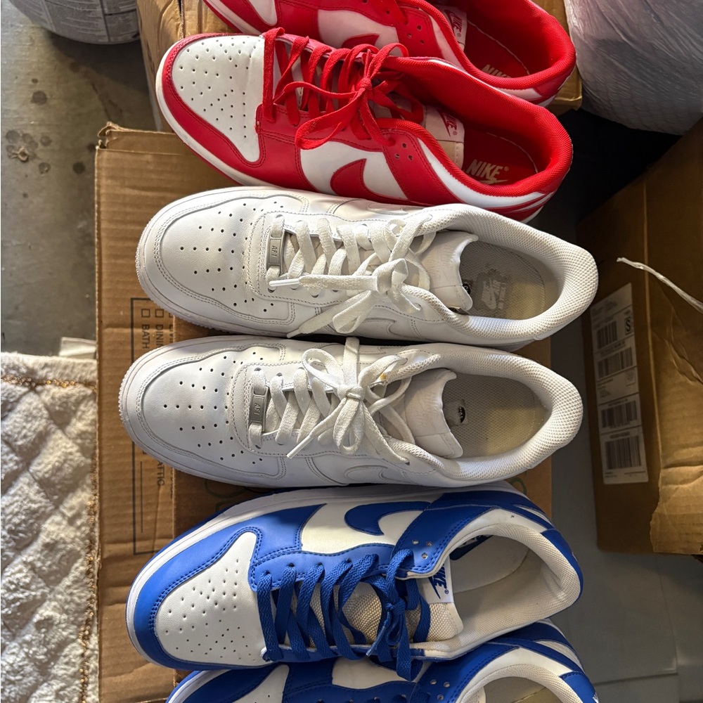 Nike White Low-Top Sneakers with Red and Blue Accents all 3 For the price